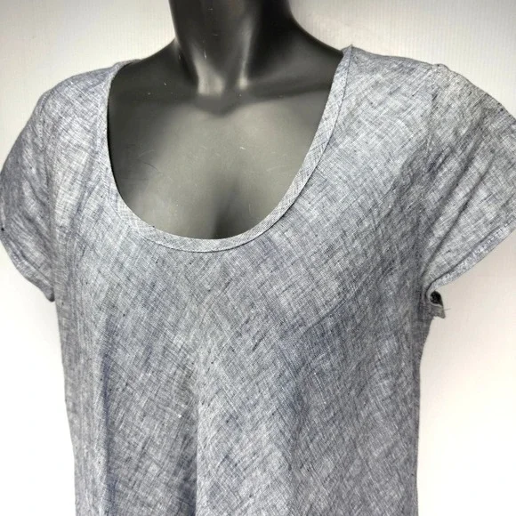 EVA TRALALA Paris 100% Linen A-Line Pockets Blue Panda Dress Sz 5 L/XL - Picture 2 of 7